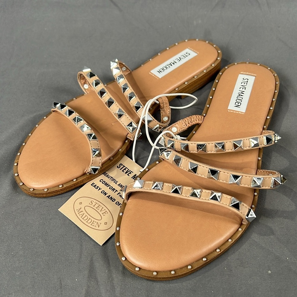 Brand New Steve Madden Ladies Studded Leather Sandals.